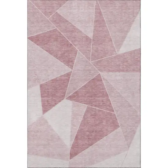Blush And Ivory Geometric Washable Area Rug With UV Protection Photo 4