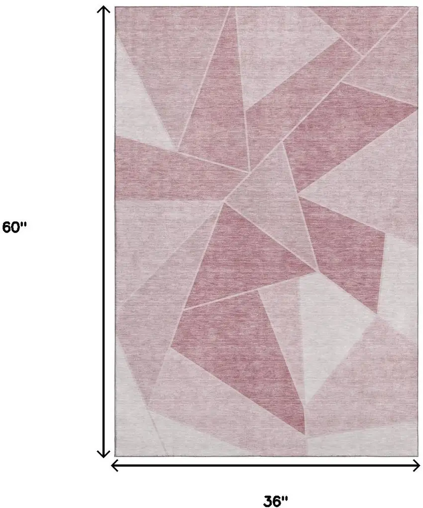 Blush And Ivory Geometric Washable Area Rug With UV Protection Photo 3