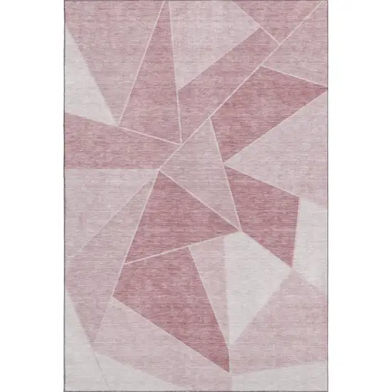Blush And Ivory Geometric Washable Area Rug With UV Protection Photo 1