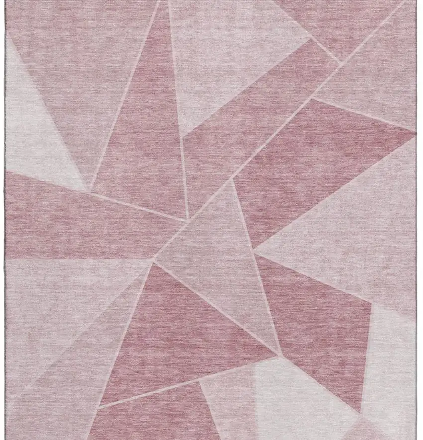 Blush And Ivory Geometric Washable Area Rug With UV Protection Photo 4