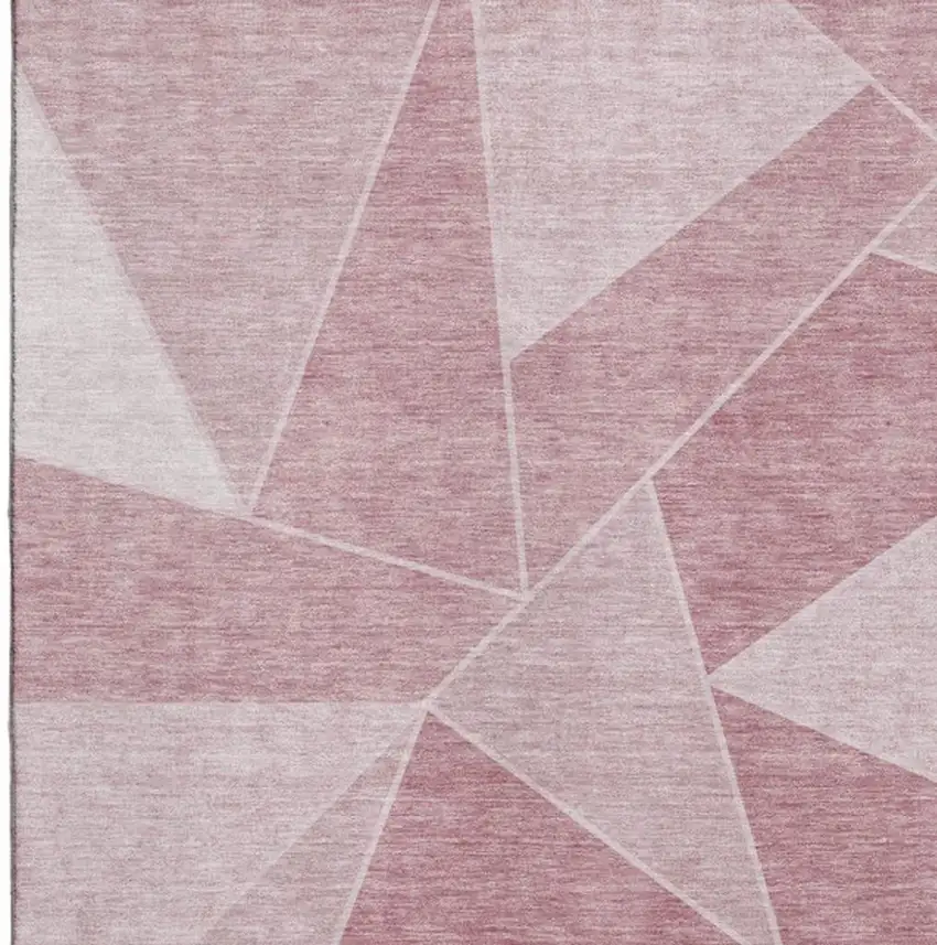 Blush And Ivory Geometric Washable Area Rug With UV Protection Photo 3