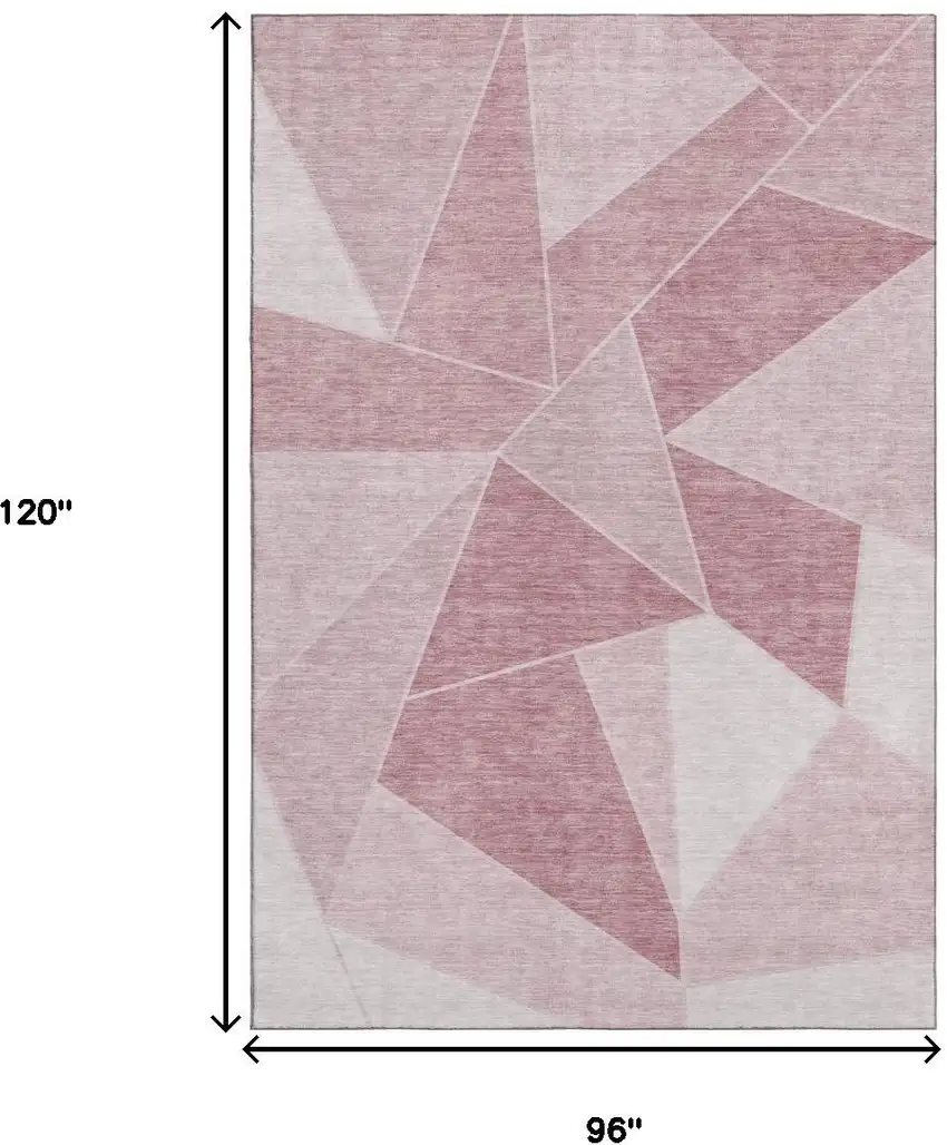 Blush And Ivory Geometric Washable Area Rug With UV Protection Photo 3