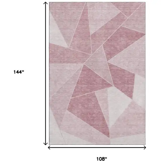 Blush And Ivory Geometric Washable Area Rug With UV Protection Photo 3