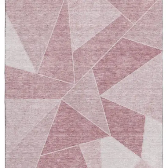 Blush And Ivory Geometric Washable Area Rug With UV Protection Photo 3