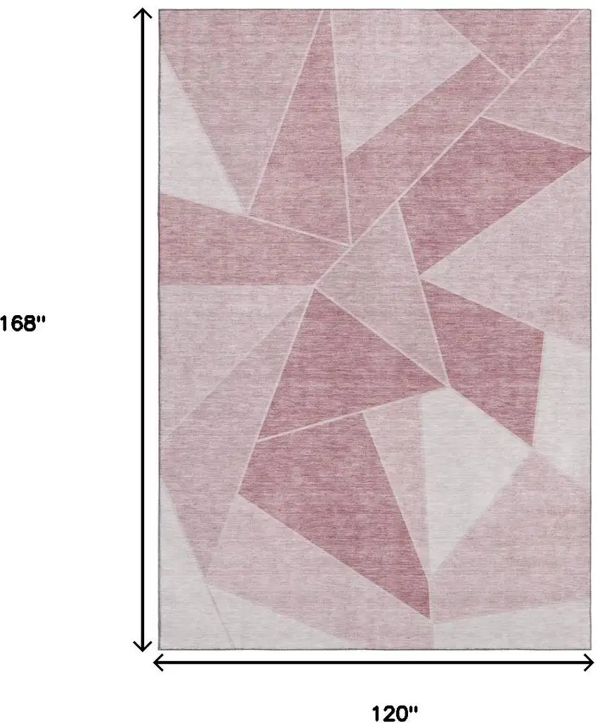 Blush And Ivory Geometric Washable Area Rug With UV Protection Photo 3