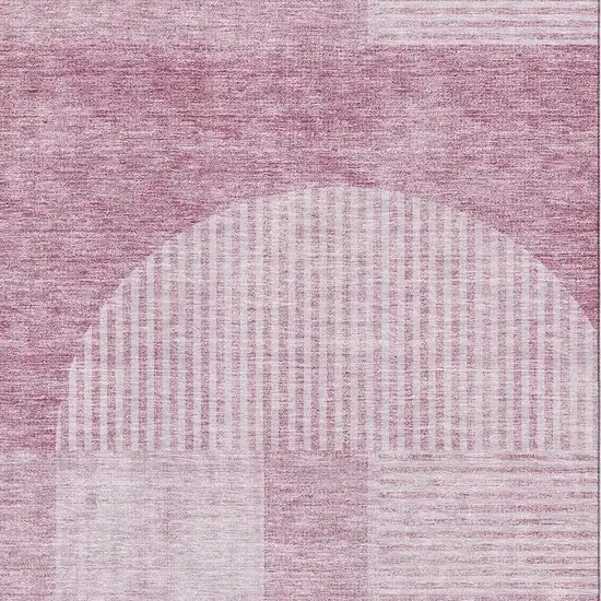 Blush And Ivory Geometric Washable Area Rug With UV Protection Photo 3