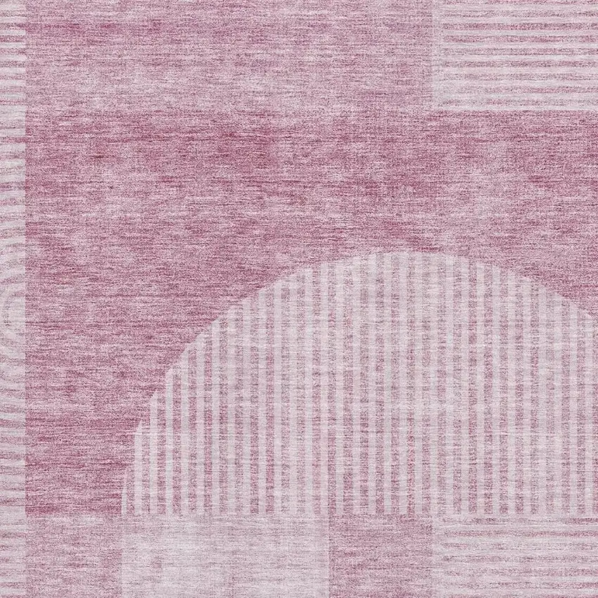 Blush And Ivory Geometric Washable Area Rug With UV Protection Photo 3