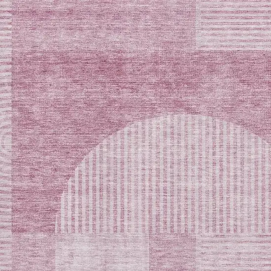 Blush And Ivory Geometric Washable Area Rug With UV Protection Photo 4