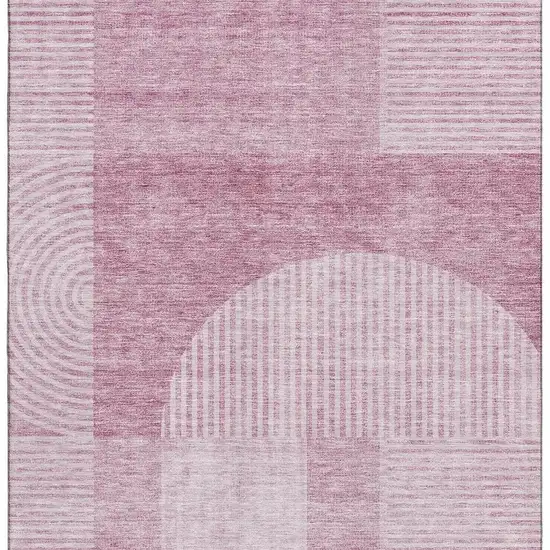 Blush And Ivory Geometric Washable Area Rug With UV Protection Photo 5