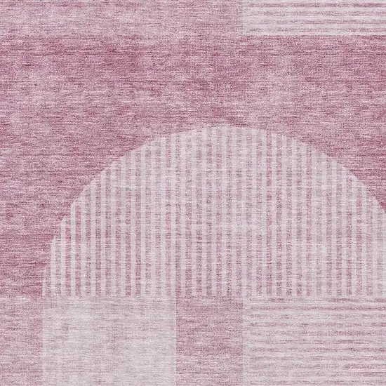 Blush And Ivory Geometric Washable Area Rug With UV Protection Photo 4