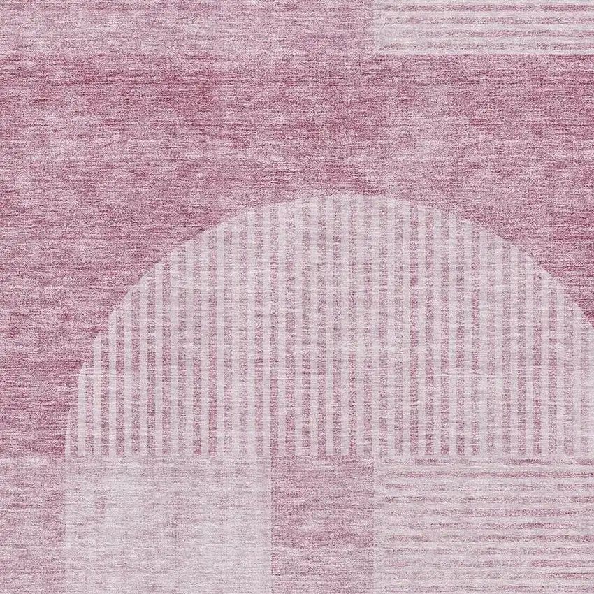 Blush And Ivory Geometric Washable Area Rug With UV Protection Photo 4