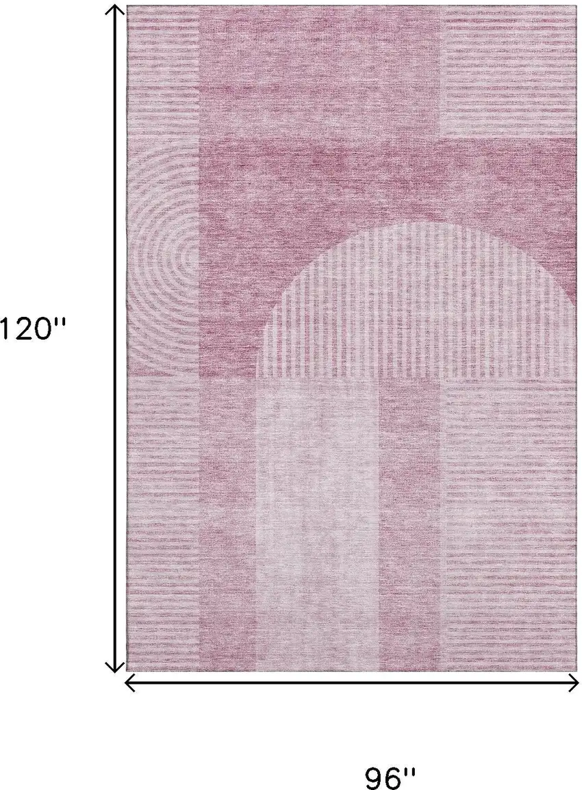 Blush And Ivory Geometric Washable Area Rug With UV Protection Photo 3