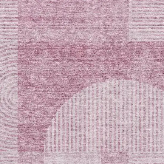 Blush And Ivory Geometric Washable Area Rug With UV Protection Photo 4