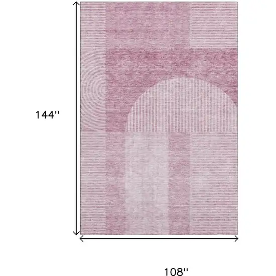 Blush And Ivory Geometric Washable Area Rug With UV Protection Photo 3