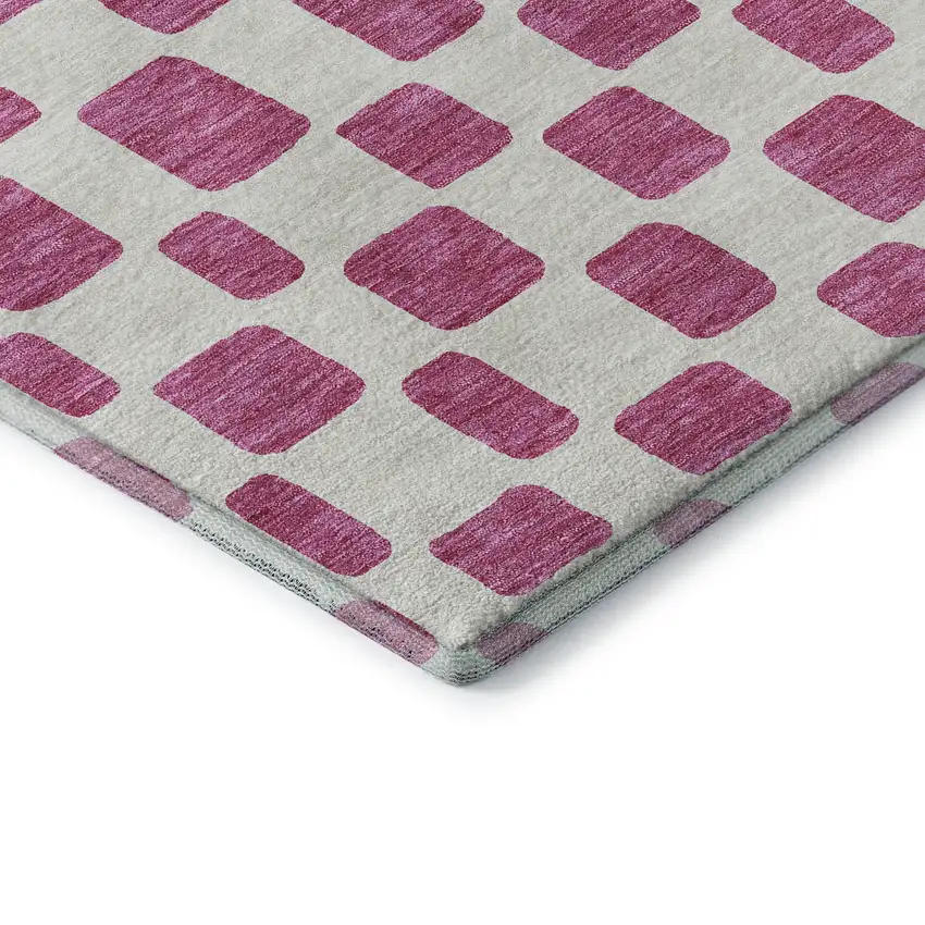 Blush And Ivory Geometric Washable Area Rug With UV Protection Photo 7