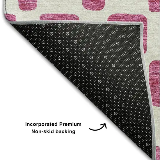 Blush And Ivory Geometric Washable Area Rug With UV Protection Photo 6