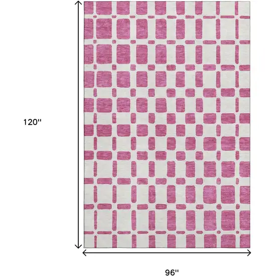 Blush And Ivory Geometric Washable Area Rug With UV Protection Photo 8