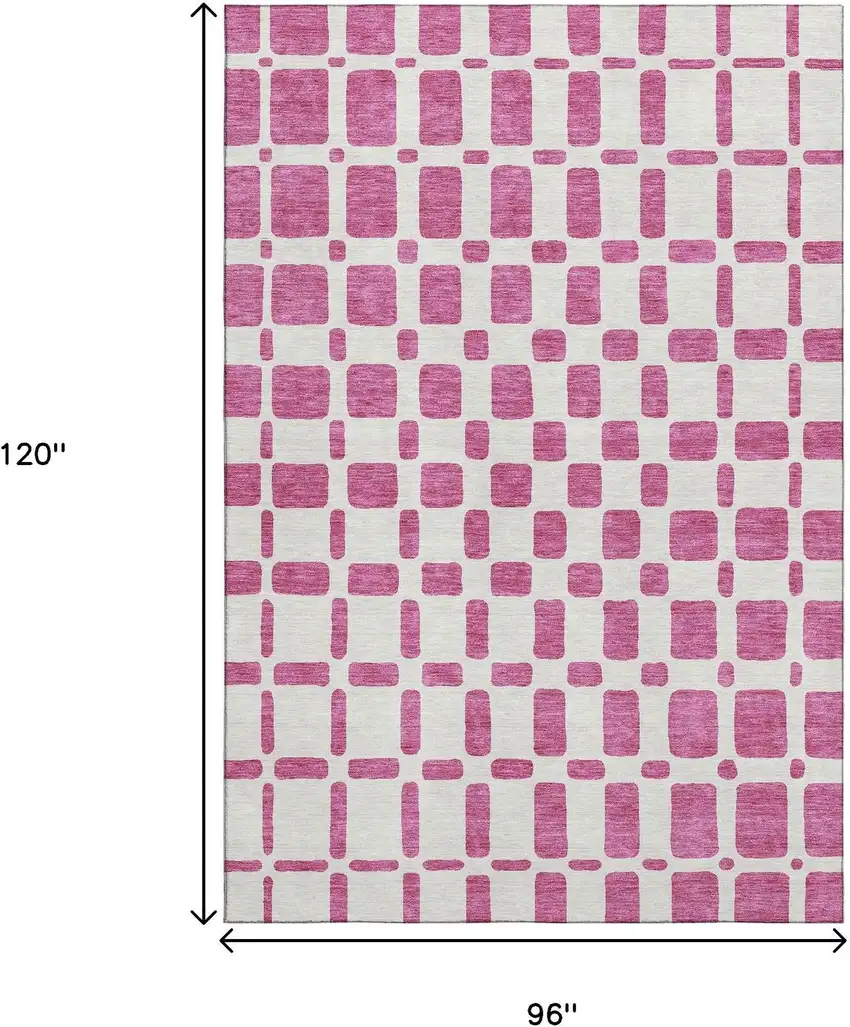 Blush And Ivory Geometric Washable Area Rug With UV Protection Photo 8
