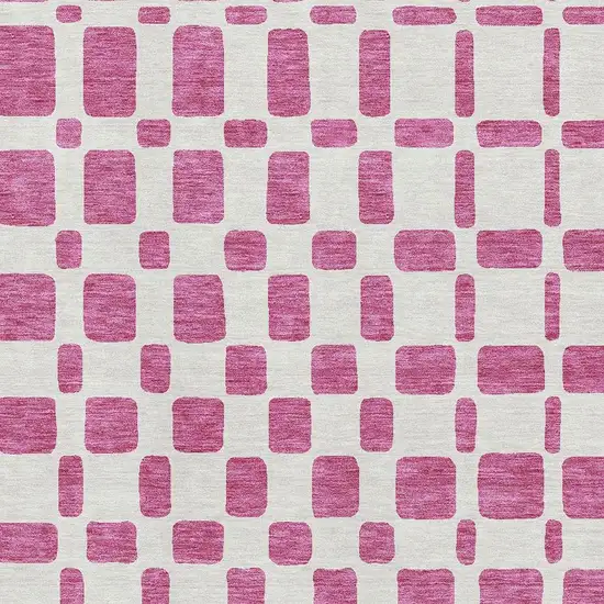 Blush And Ivory Geometric Washable Area Rug With UV Protection Photo 3