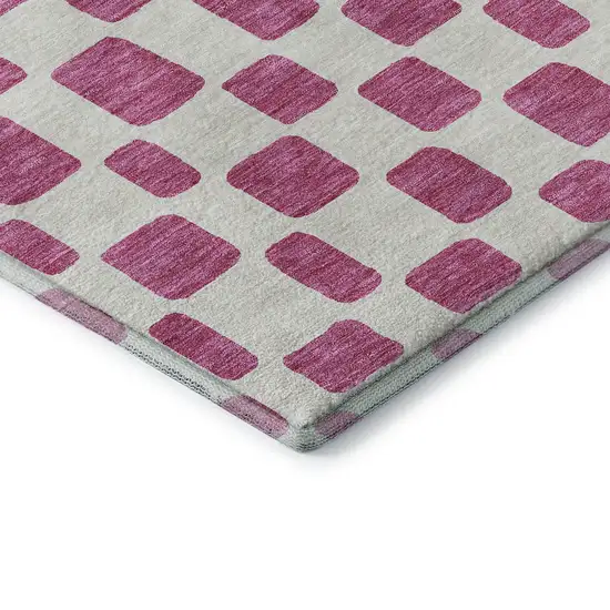 Blush And Ivory Geometric Washable Area Rug With UV Protection Photo 8