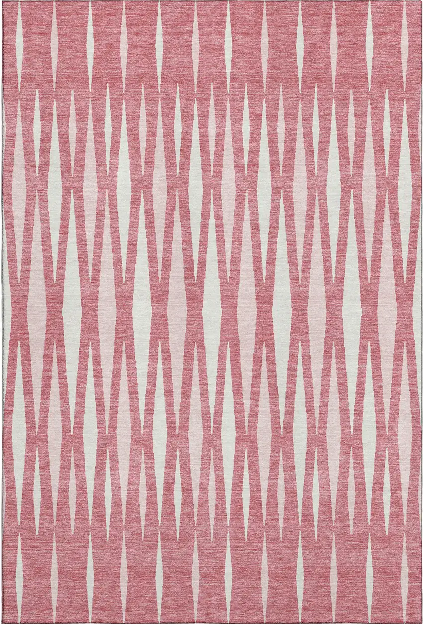 Blush And Ivory Geometric Washable Area Rug With UV Protection Photo 1