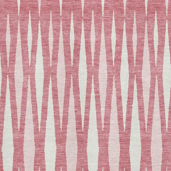 Blush And Ivory Geometric Washable Area Rug With UV Protection Photo 3