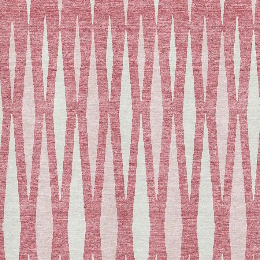 Blush And Ivory Geometric Washable Area Rug With UV Protection Photo 3