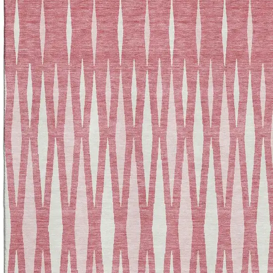 Blush And Ivory Geometric Washable Area Rug With UV Protection Photo 4