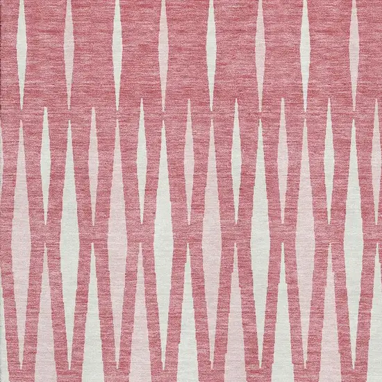 Blush And Ivory Geometric Washable Area Rug With UV Protection Photo 3