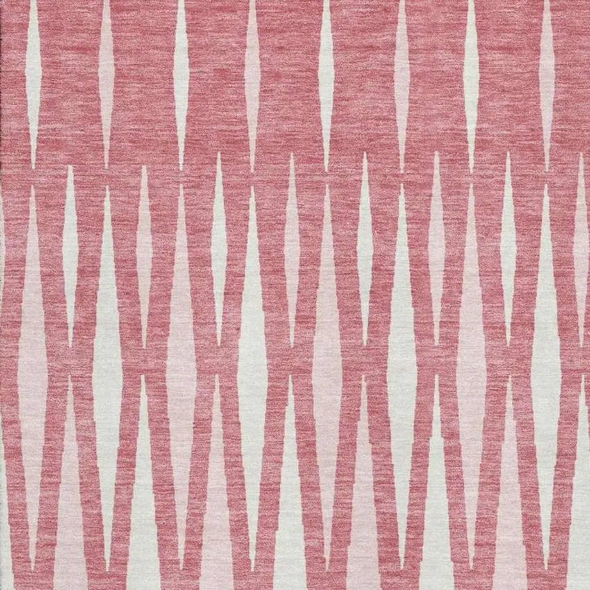 Blush And Ivory Geometric Washable Area Rug With UV Protection Photo 3