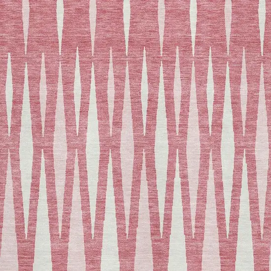 Blush And Ivory Geometric Washable Area Rug With UV Protection Photo 3