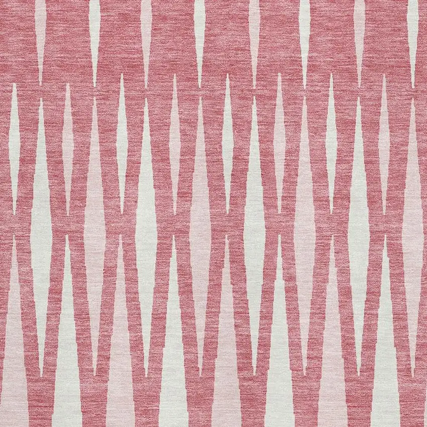 Blush And Ivory Geometric Washable Area Rug With UV Protection Photo 3