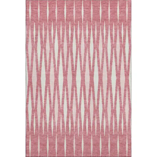 Blush And Ivory Geometric Washable Area Rug With UV Protection Photo 1