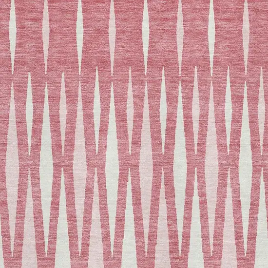 Blush And Ivory Geometric Washable Area Rug With UV Protection Photo 3