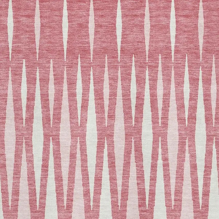 Blush And Ivory Geometric Washable Area Rug With UV Protection Photo 3