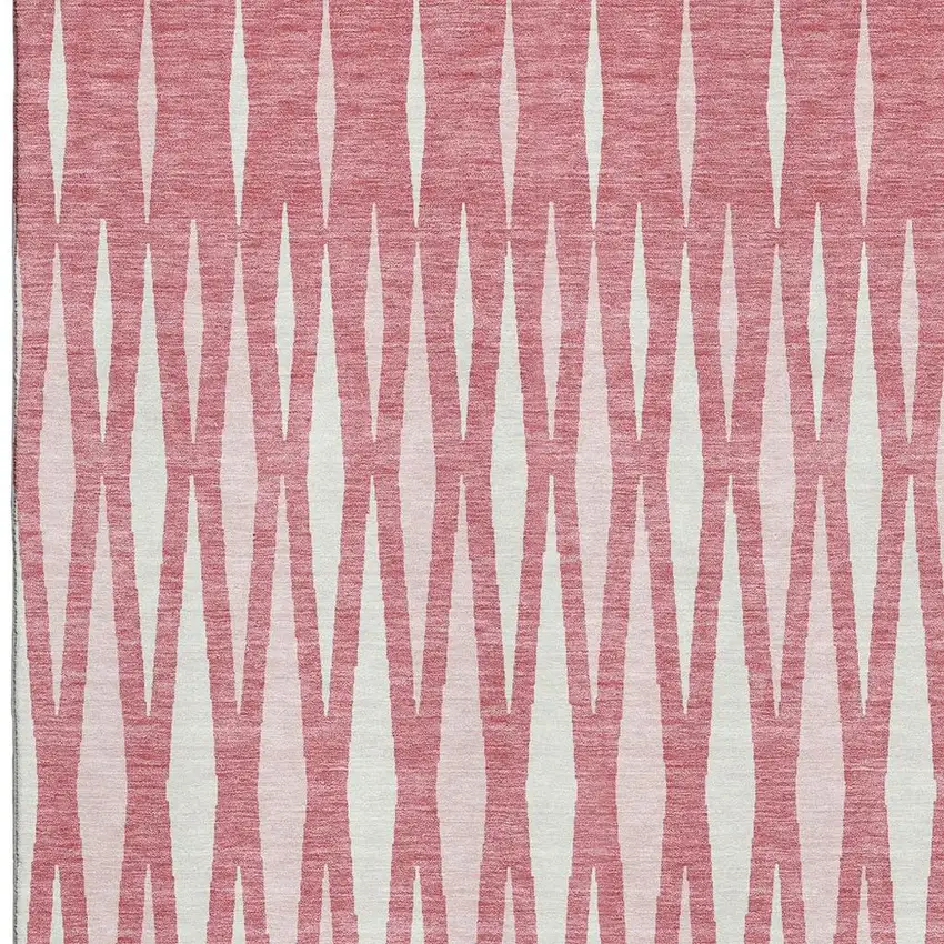 Blush And Ivory Geometric Washable Area Rug With UV Protection Photo 3