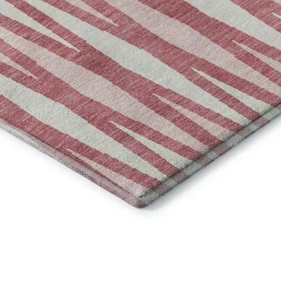 Blush And Ivory Geometric Washable Area Rug With UV Protection Photo 8