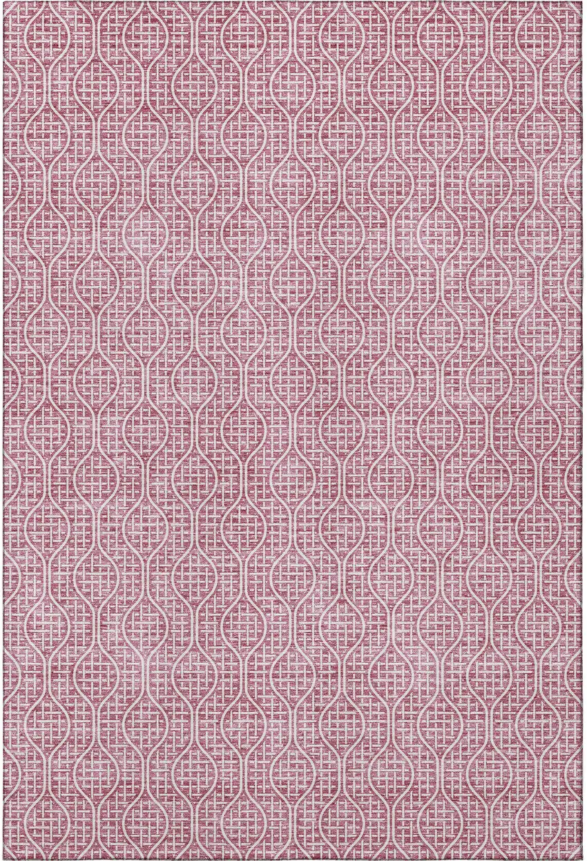 Blush And Ivory Geometric Washable Area Rug With UV Protection Photo 3