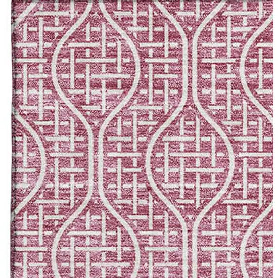 Blush And Ivory Geometric Washable Area Rug With UV Protection Photo 2