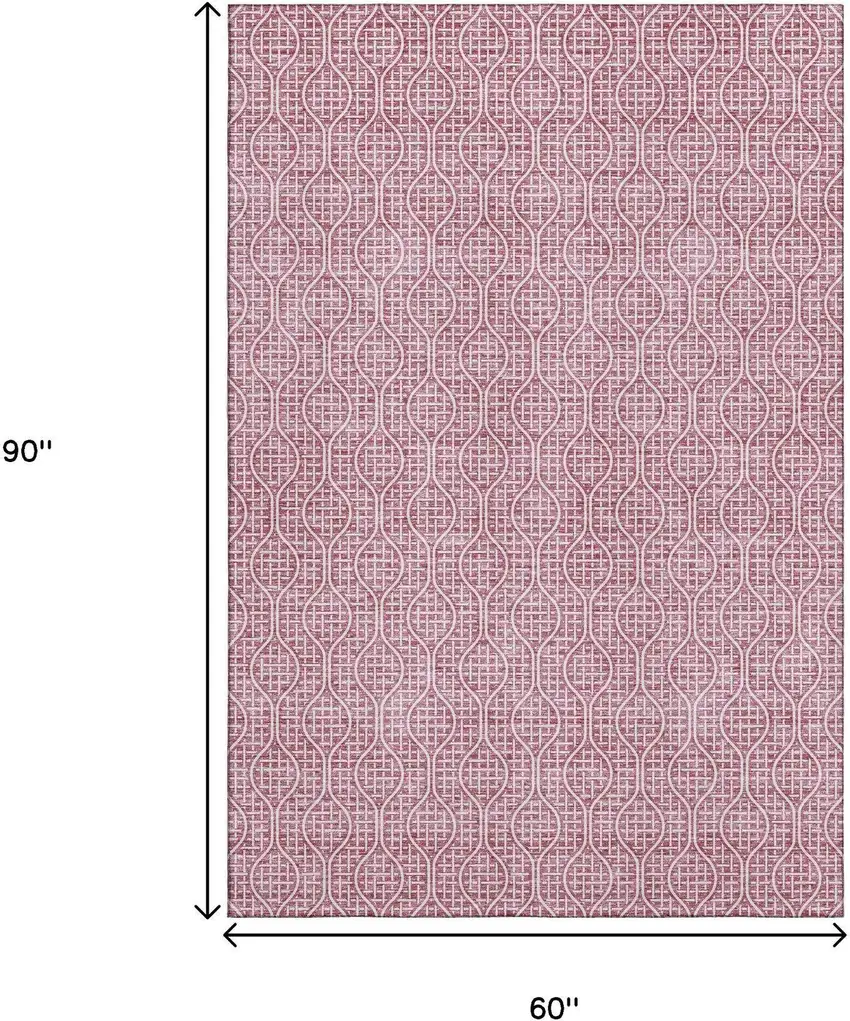 Blush And Ivory Geometric Washable Area Rug With UV Protection Photo 9