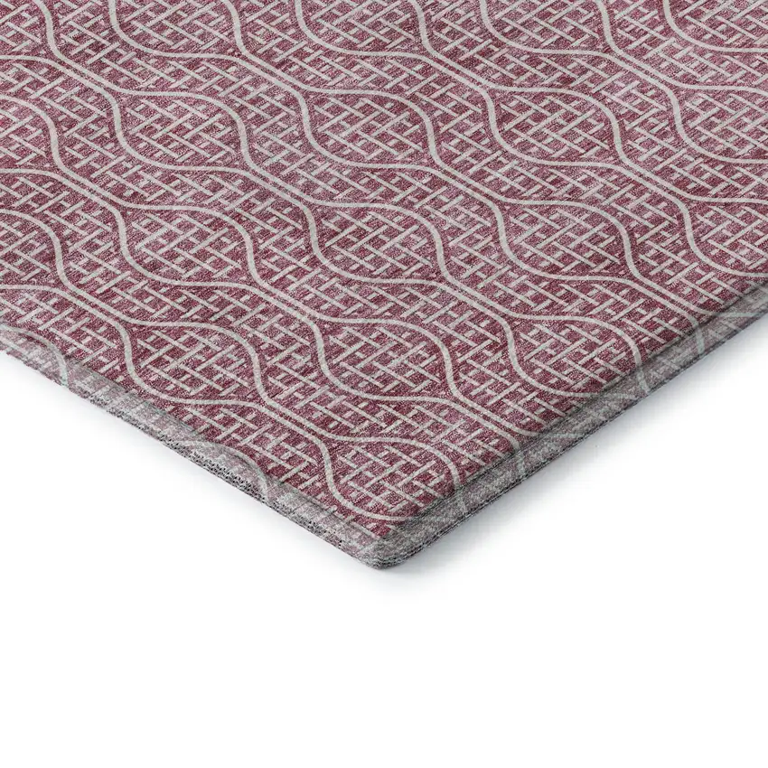Blush And Ivory Geometric Washable Area Rug With UV Protection Photo 8