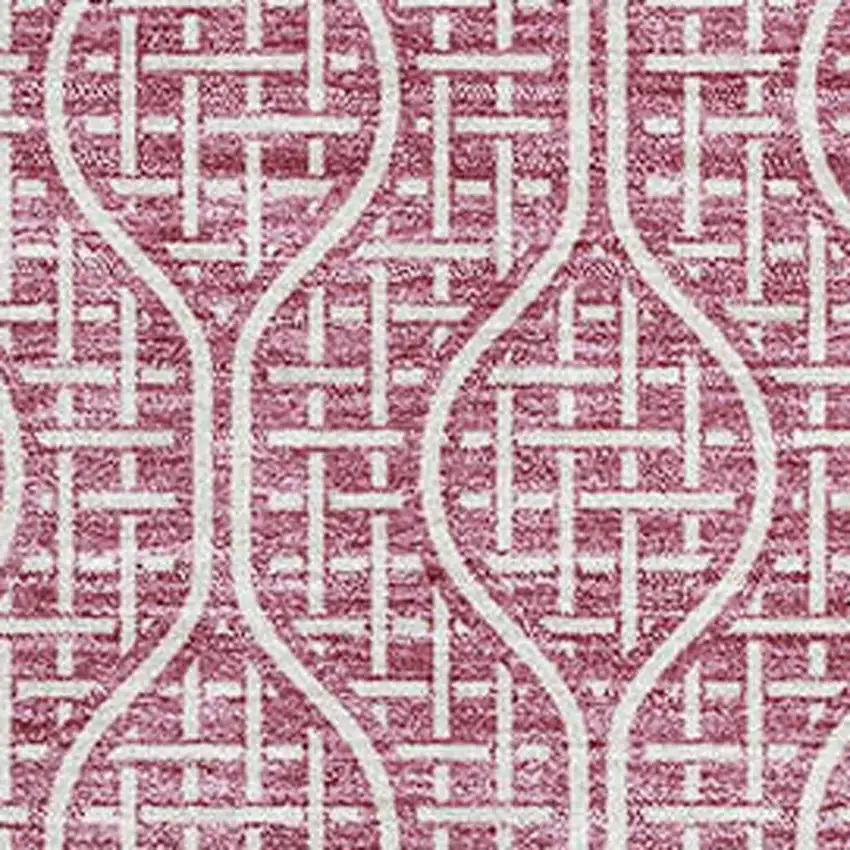 Blush And Ivory Geometric Washable Area Rug With UV Protection Photo 2