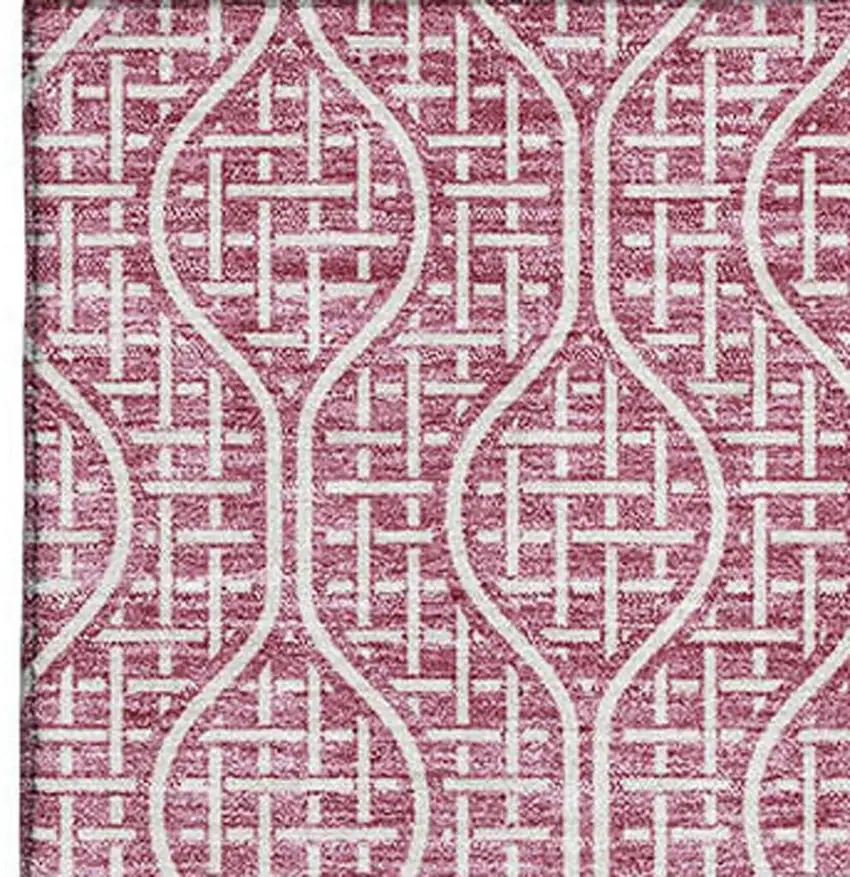 Blush And Ivory Geometric Washable Area Rug With UV Protection Photo 3