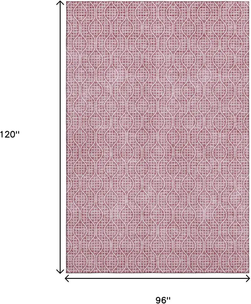 Blush And Ivory Geometric Washable Area Rug With UV Protection Photo 9