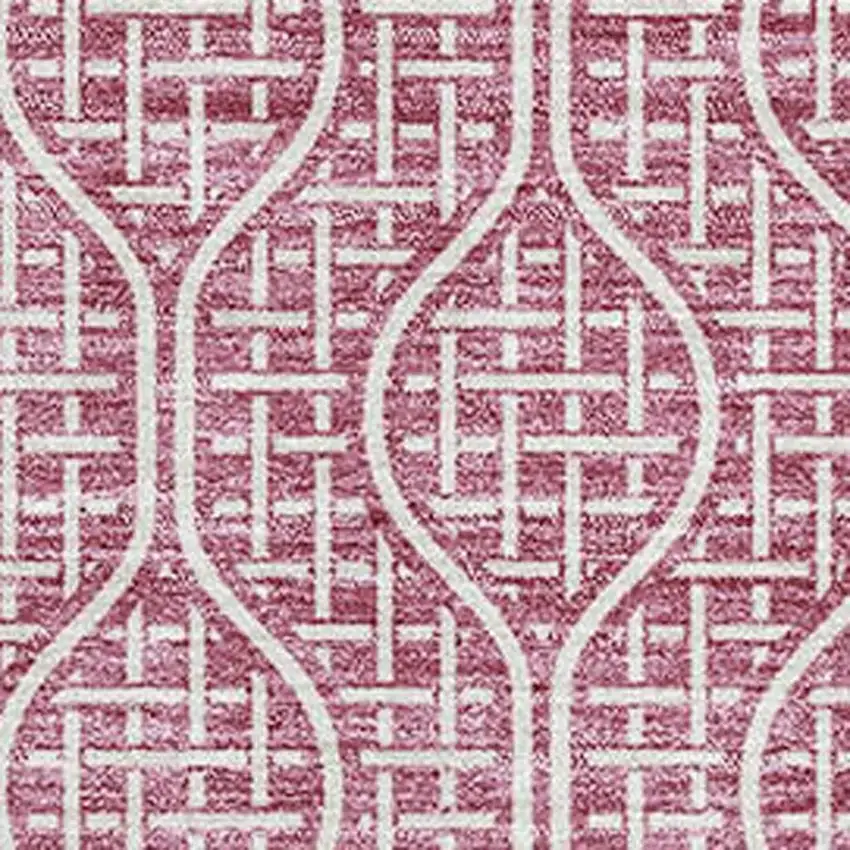 Blush And Ivory Geometric Washable Area Rug With UV Protection Photo 2