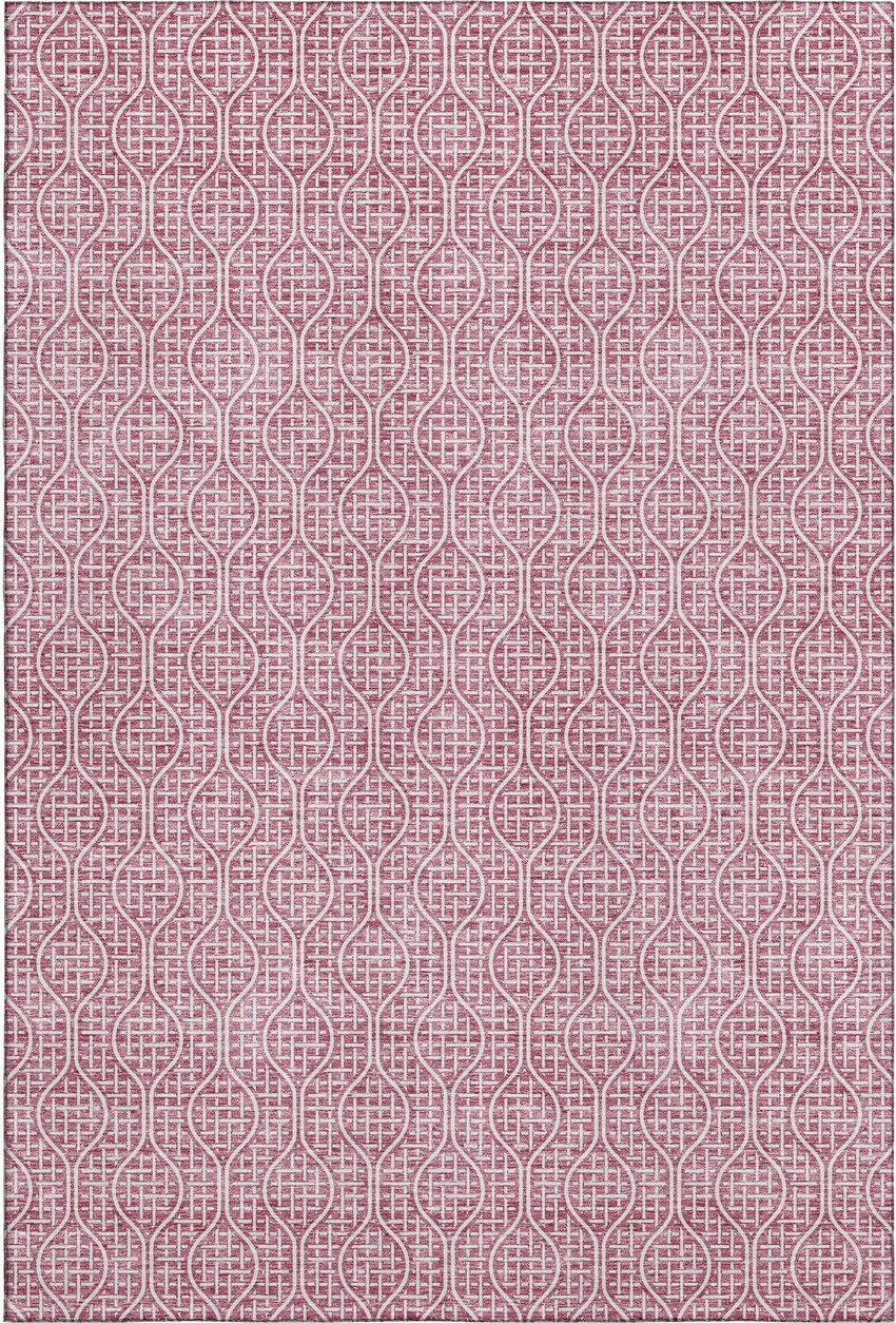Blush And Ivory Geometric Washable Area Rug With UV Protection Photo 1