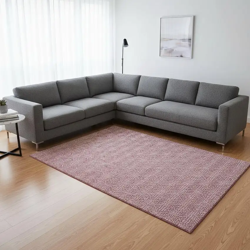 Blush And Ivory Geometric Washable Area Rug With UV Protection Photo 2