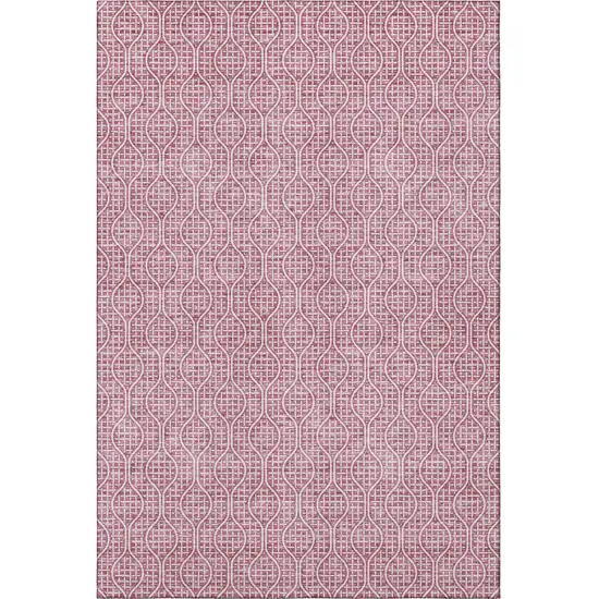 Blush And Ivory Geometric Washable Area Rug With UV Protection Photo 3