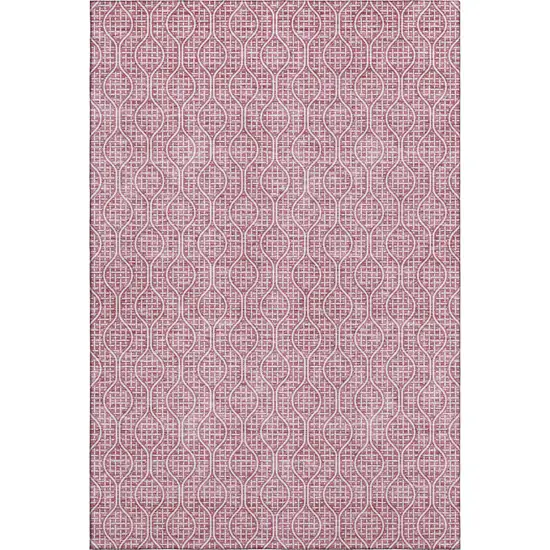 Blush And Ivory Geometric Washable Area Rug With UV Protection Photo 1