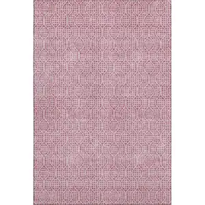 Photo of Blush And Ivory Geometric Washable Area Rug With UV Protection